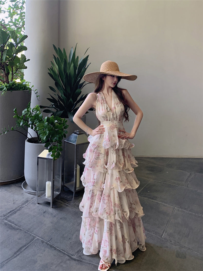 Vintage Floral Petal-Layered Sundress