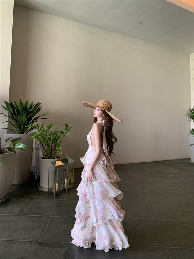 Vintage Floral Petal-Layered Sundress
