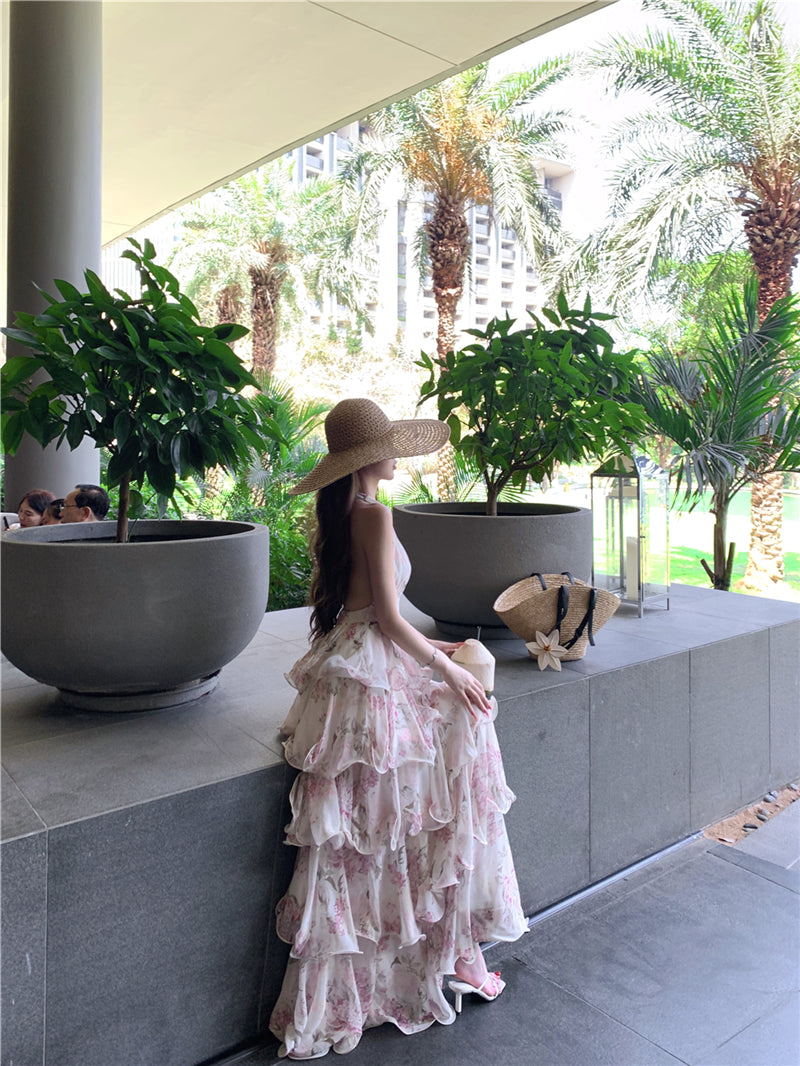 Vintage Floral Petal-Layered Sundress
