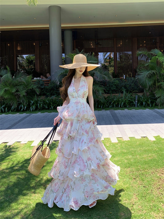 Vintage Floral Petal-Layered Sundress