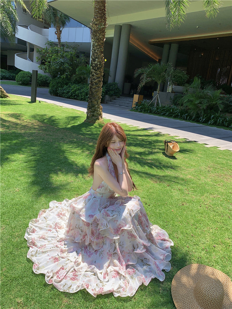 Vintage Floral Petal-Layered Sundress