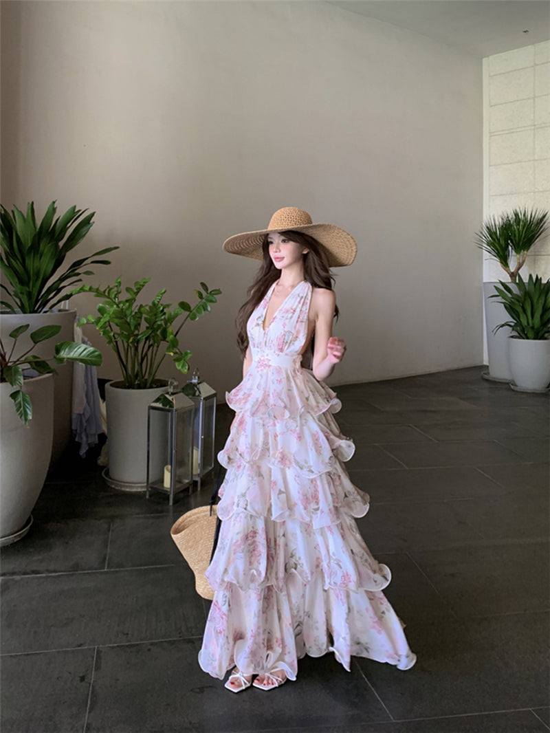 Vintage Floral Petal-Layered Sundress