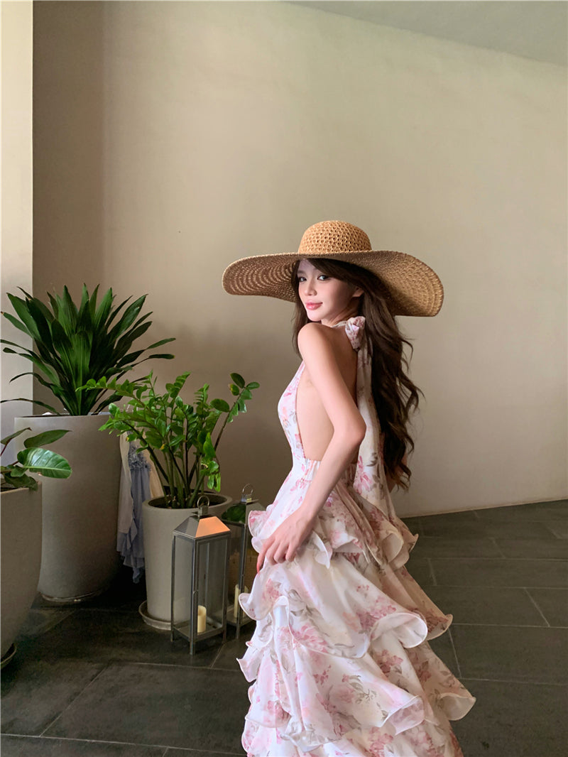 Vintage Floral Petal-Layered Sundress