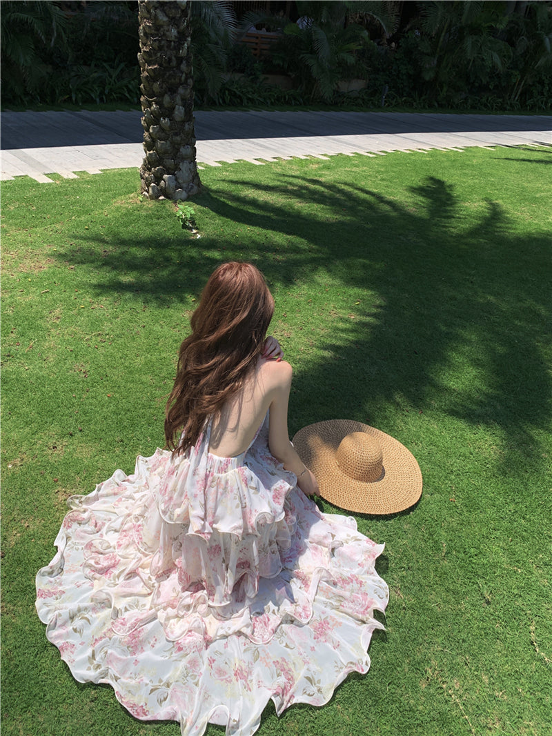 Vintage Floral Petal-Layered Sundress