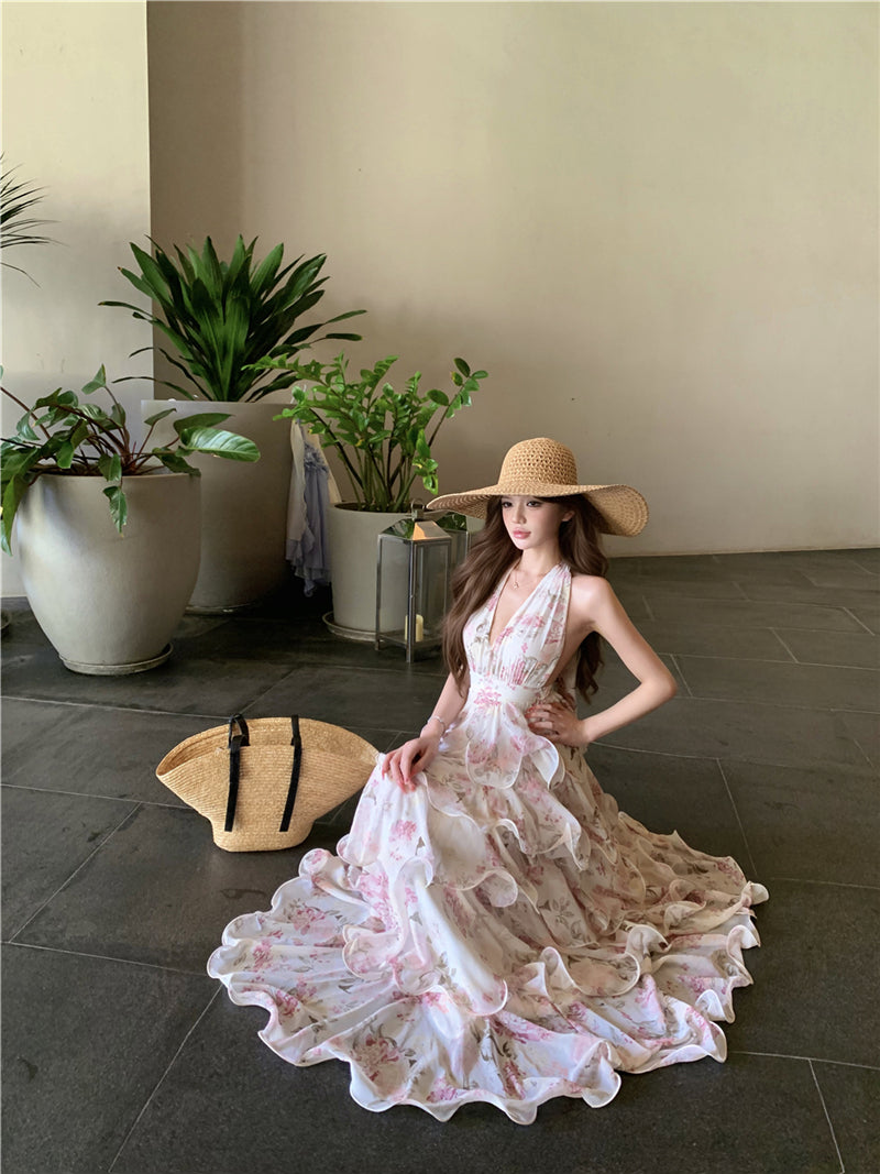 Vintage Floral Petal-Layered Sundress