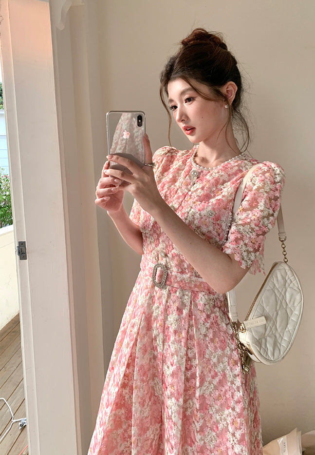 Pastel Garden Party A-Line Lace Dress