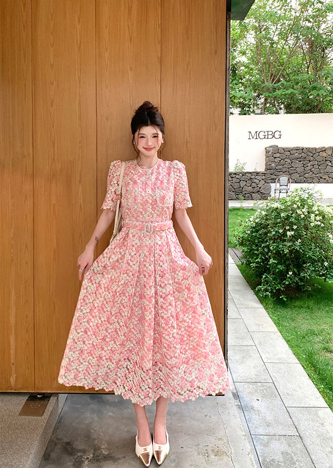 Pastel Garden Party A-Line Lace Dress