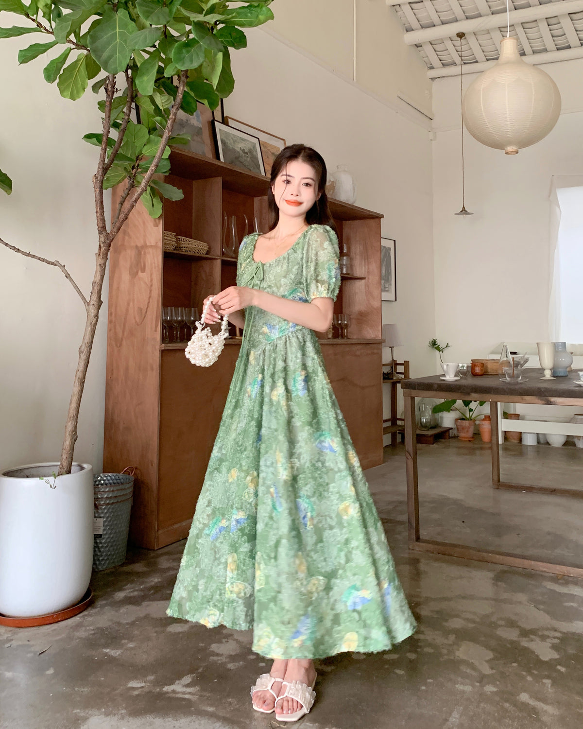 French Countryside Puff Sleeve Midi