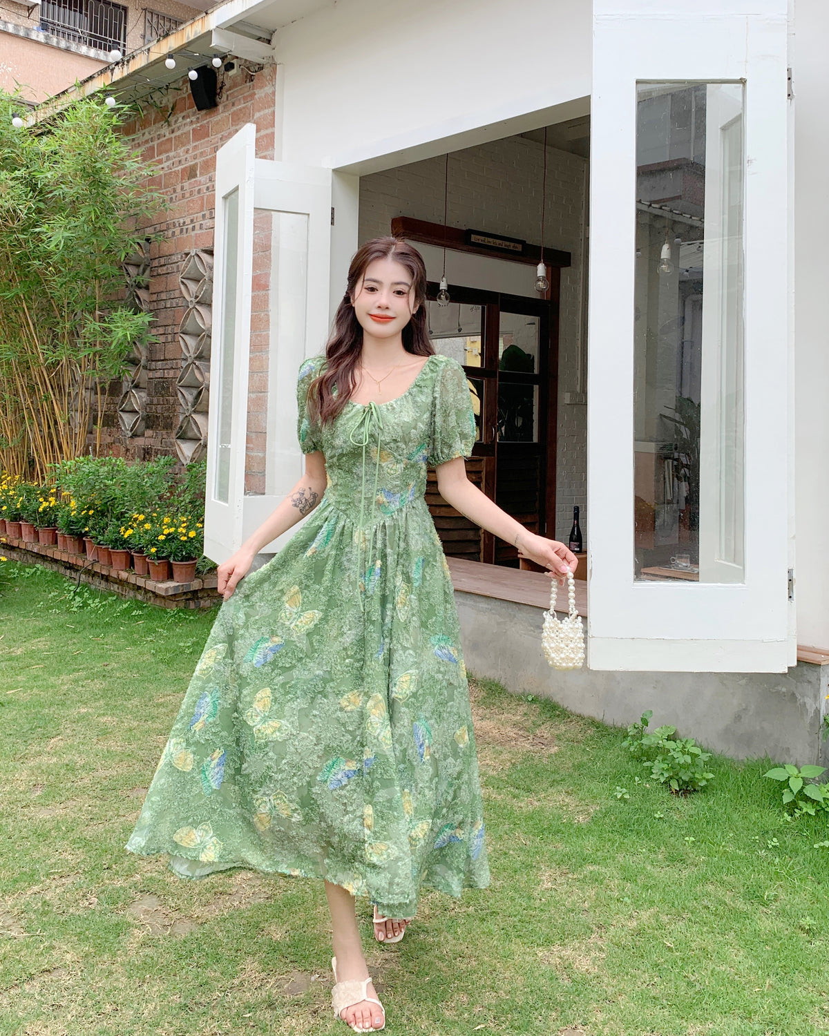 French Countryside Puff Sleeve Midi