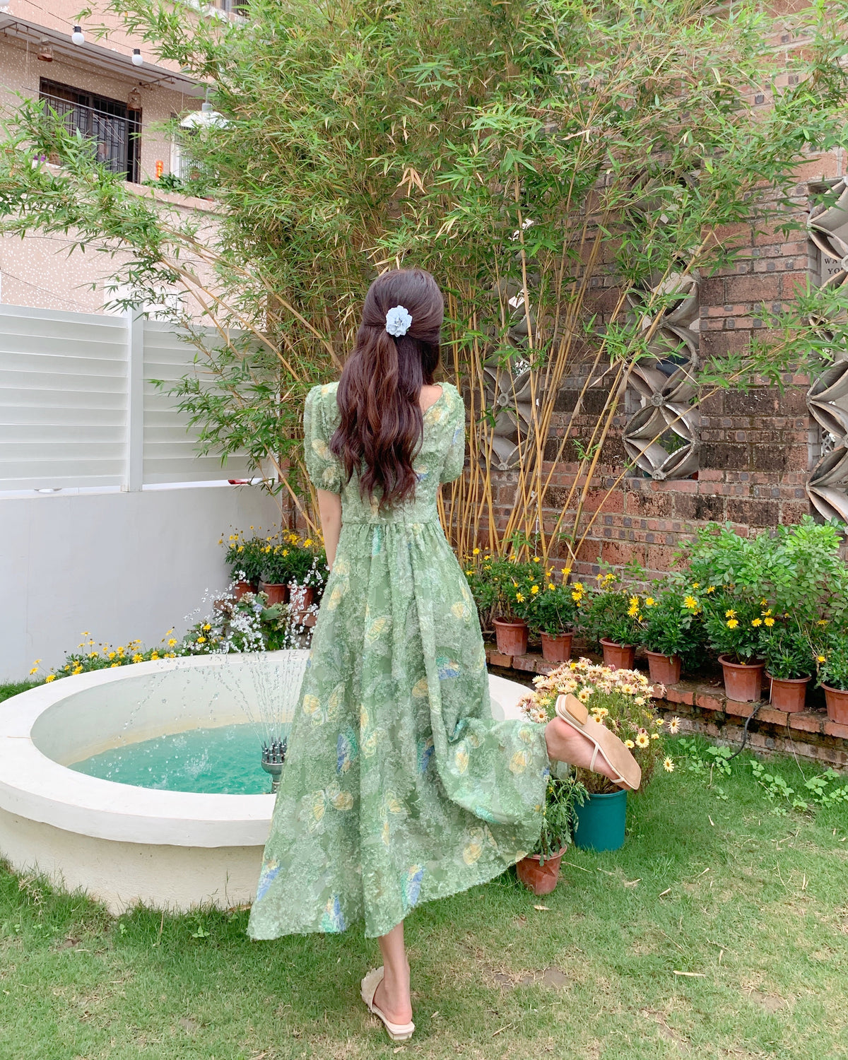 French Countryside Puff Sleeve Midi
