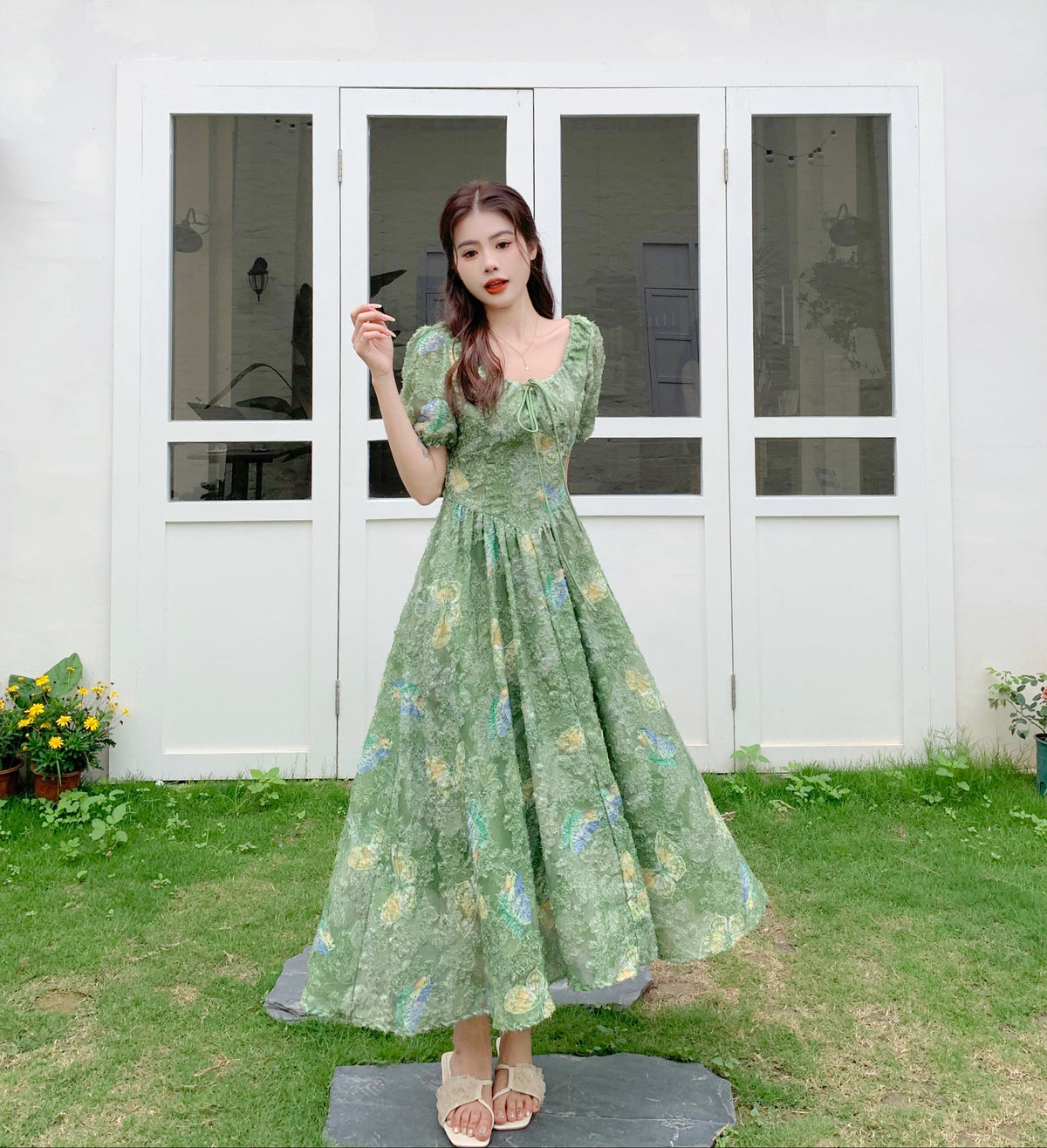 French Countryside Puff Sleeve Midi