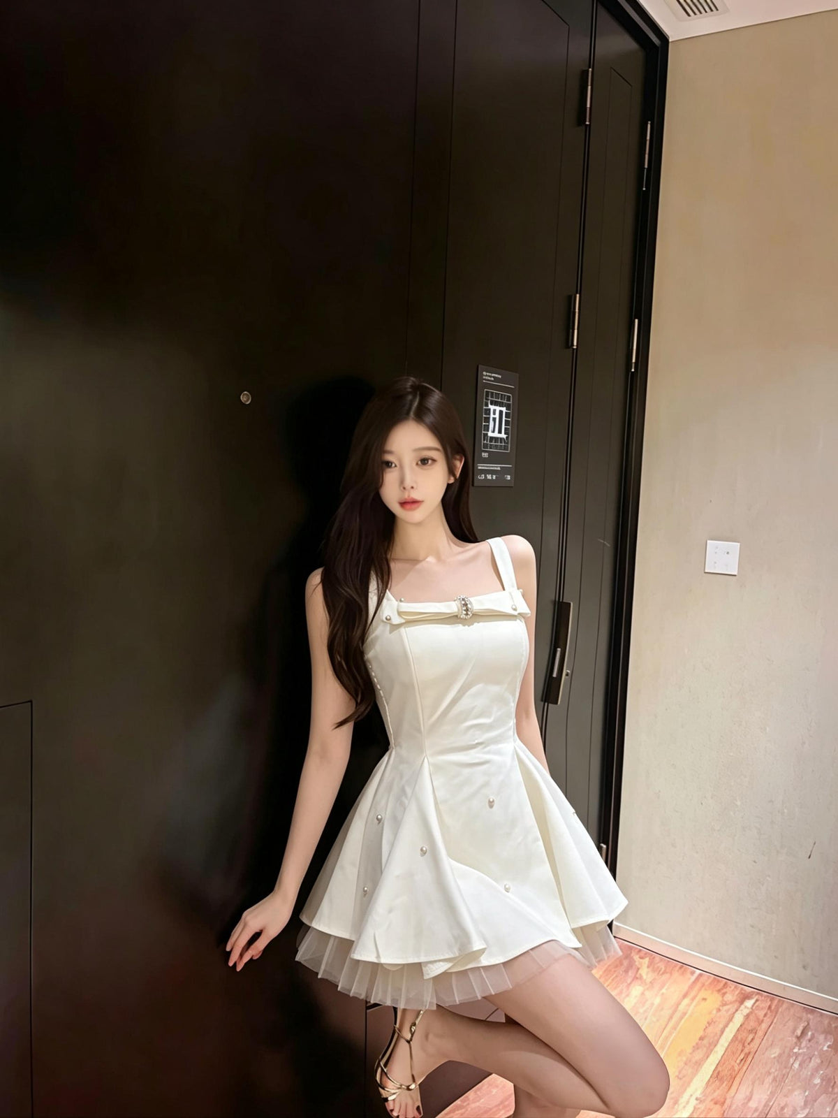 French Elegant White Princess Mini Dress