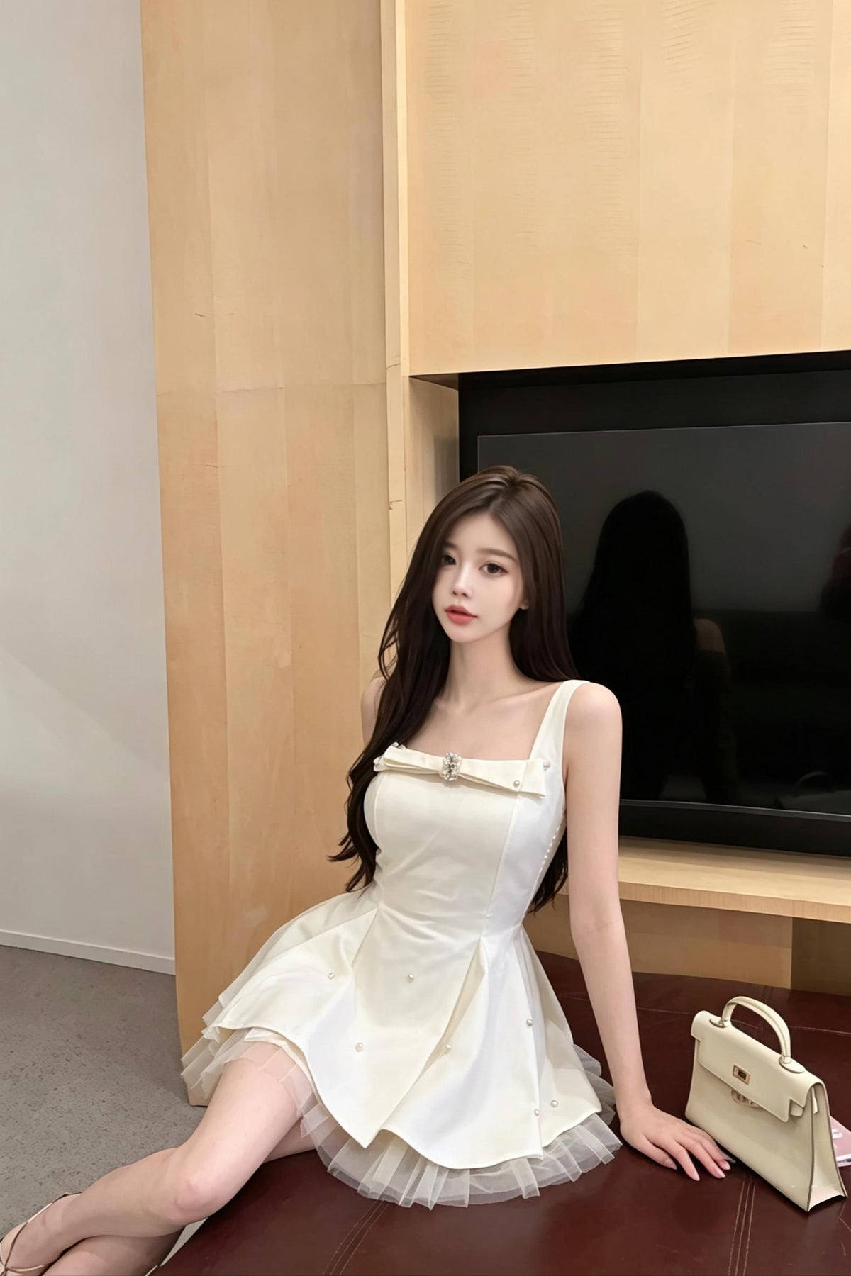 French Elegant White Princess Mini Dress