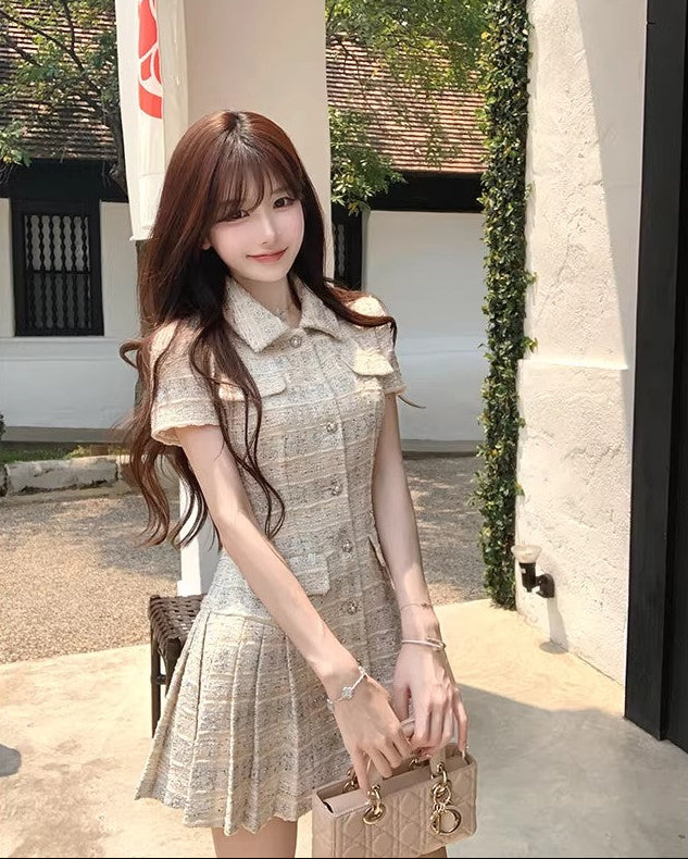 French Style Chanel Inspired Women's Summer Tweed Dress