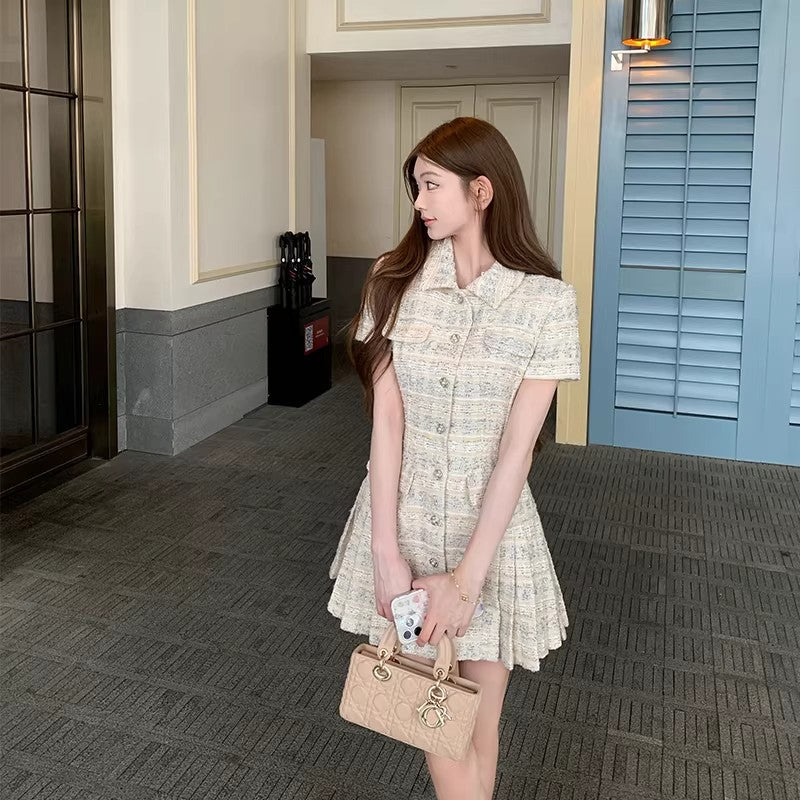 French Style Chanel Inspired Women's Summer Tweed Dress