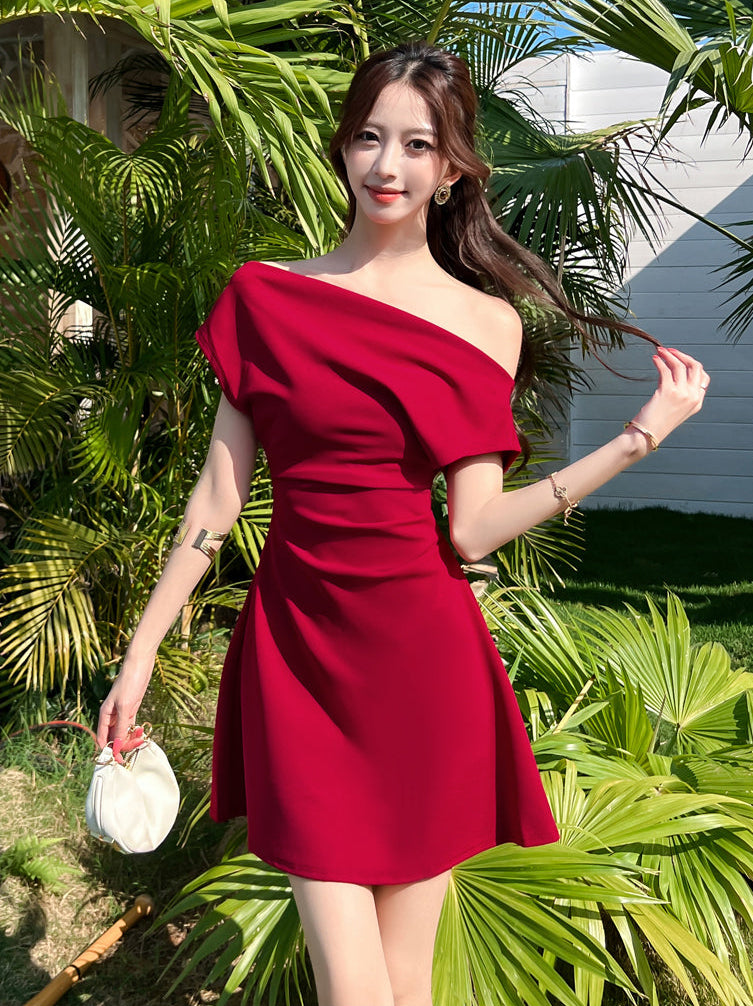 Aurelie French-Cut Ruched Mini Dress