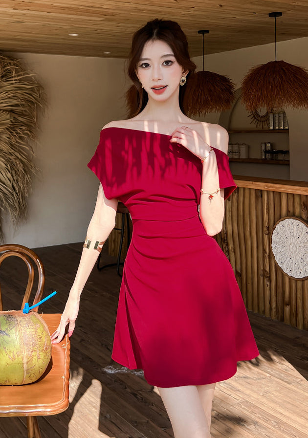 Aurelie French-Cut Ruched Mini Dress