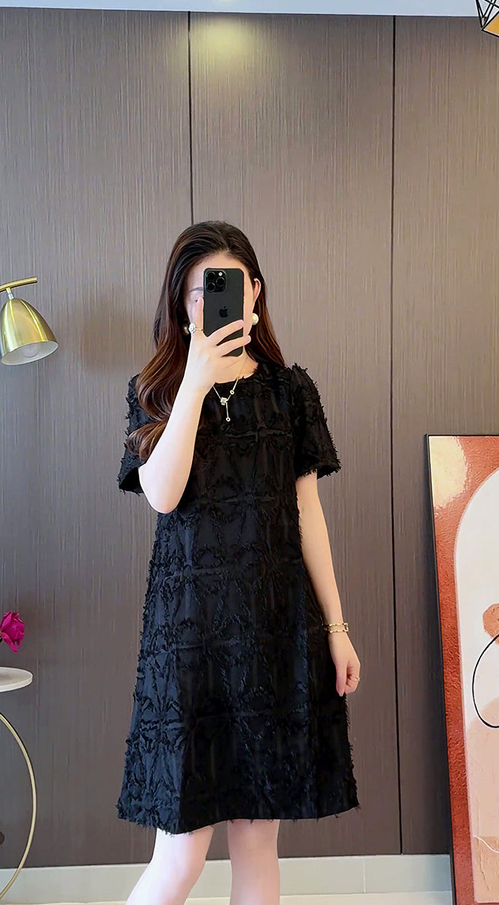 The Petal-Fringe A-Line Mini Dress