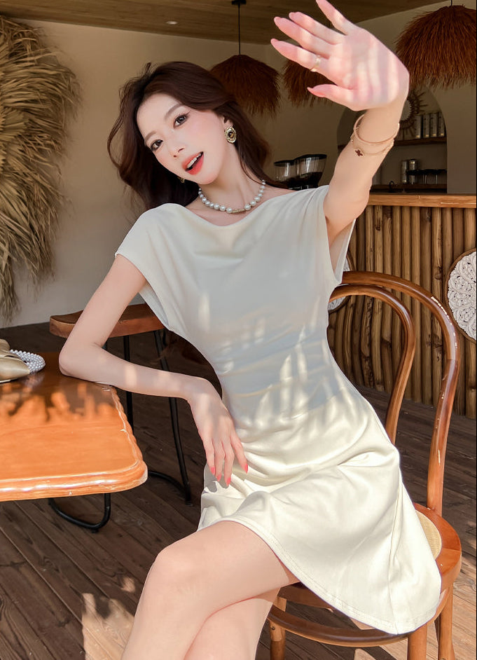 Aurelie French-Cut Ruched Mini Dress