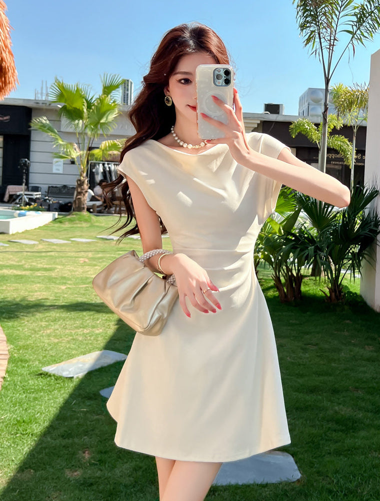 Aurelie French-Cut Ruched Mini Dress