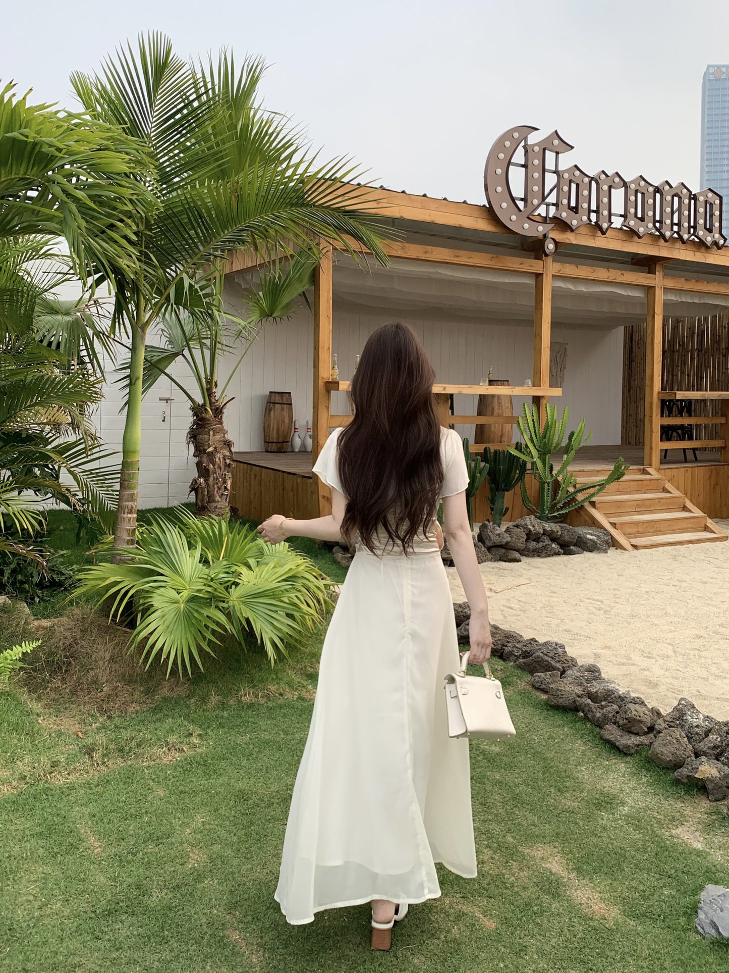Vintage Style Chiffon Dress With Ruched Waist