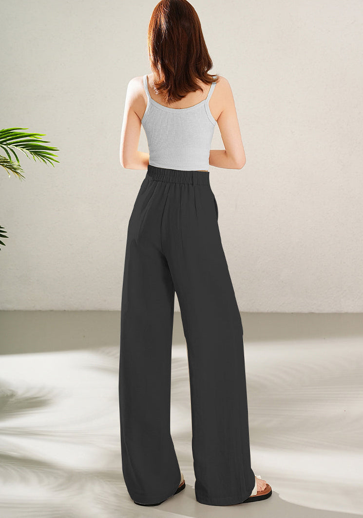 High-Waisted Wide-Leg Linen Pants with Boho Waistband