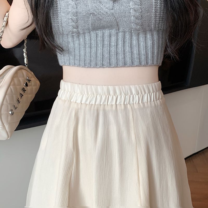 High Waist Chiffon Layered Midi Skirt