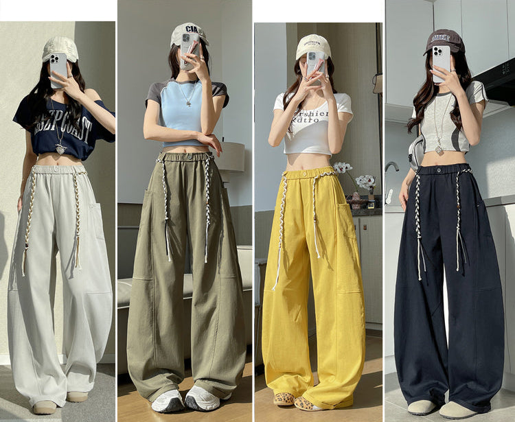 Sculptural Cotton Curved-Leg Trousers