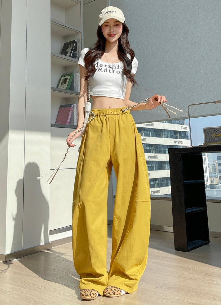 Sculptural Cotton Curved-Leg Trousers