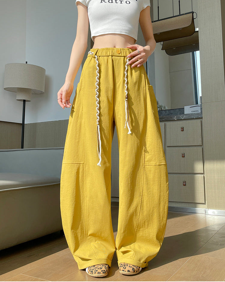 Sculptural Cotton Curved-Leg Trousers