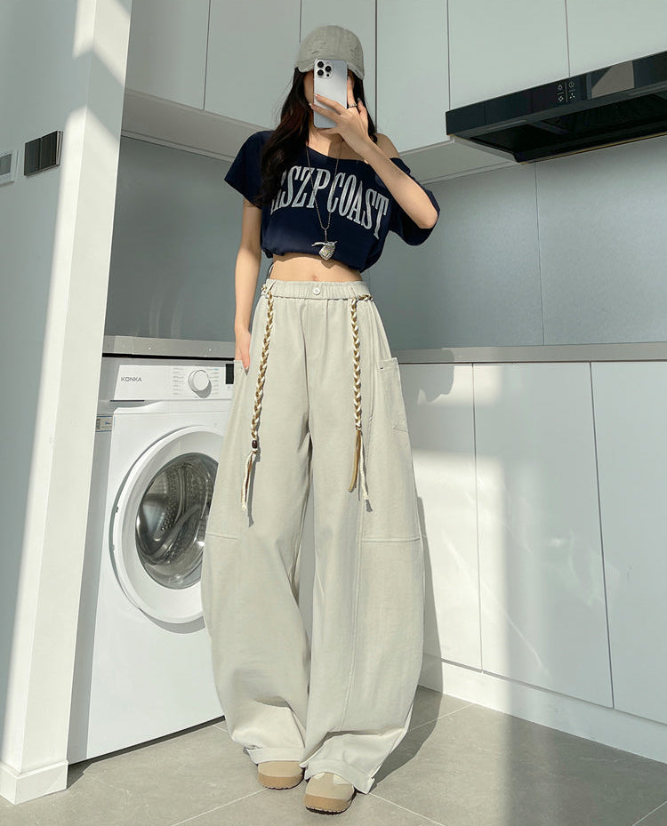 Sculptural Cotton Curved-Leg Trousers