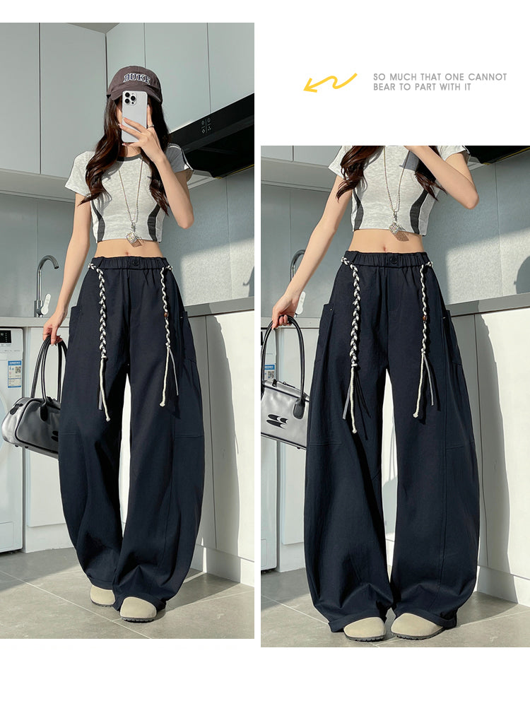 Sculptural Cotton Curved-Leg Trousers