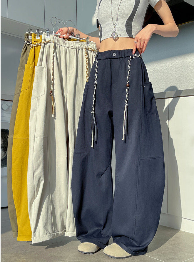 Sculptural Cotton Curved-Leg Trousers