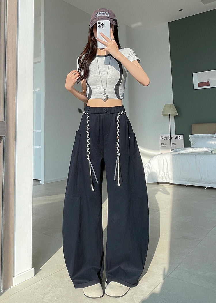 Sculptural Cotton Curved-Leg Trousers