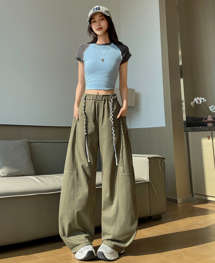 Sculptural Cotton Curved-Leg Trousers