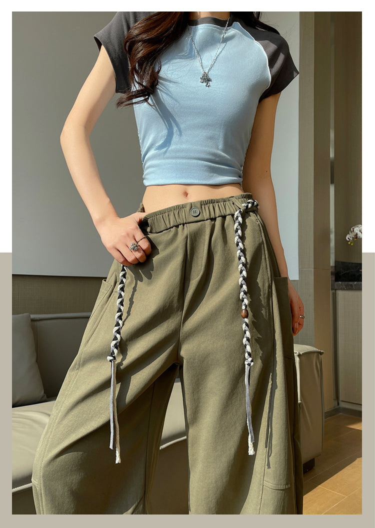 Sculptural Cotton Curved-Leg Trousers