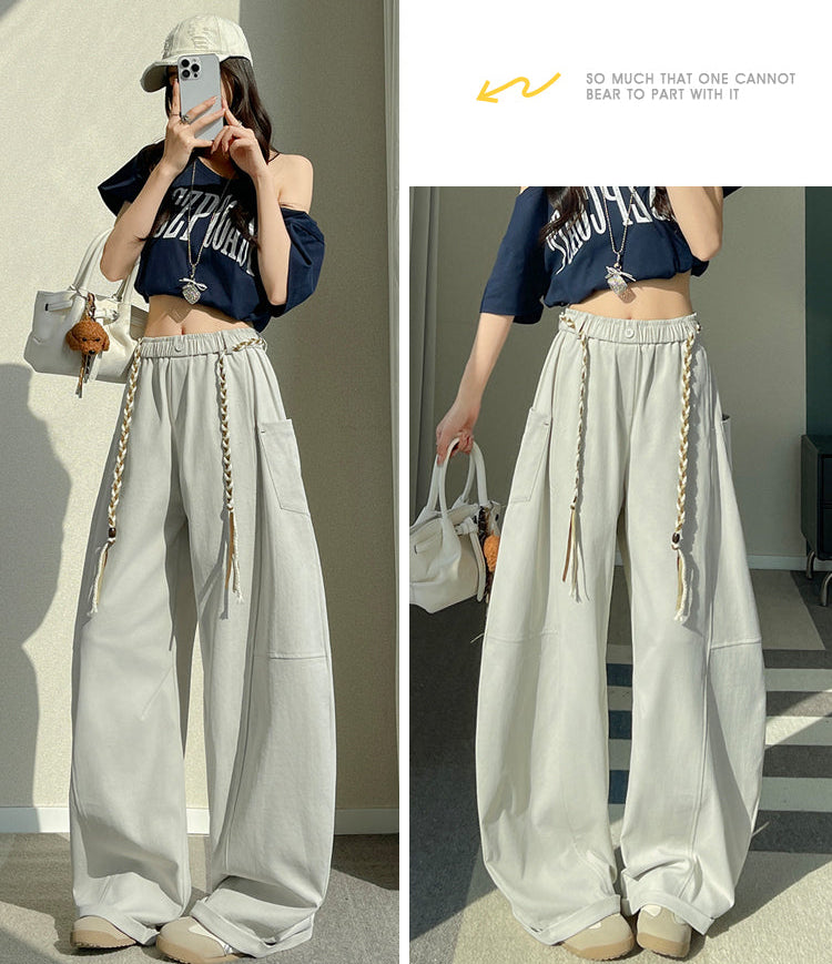 Sculptural Cotton Curved-Leg Trousers