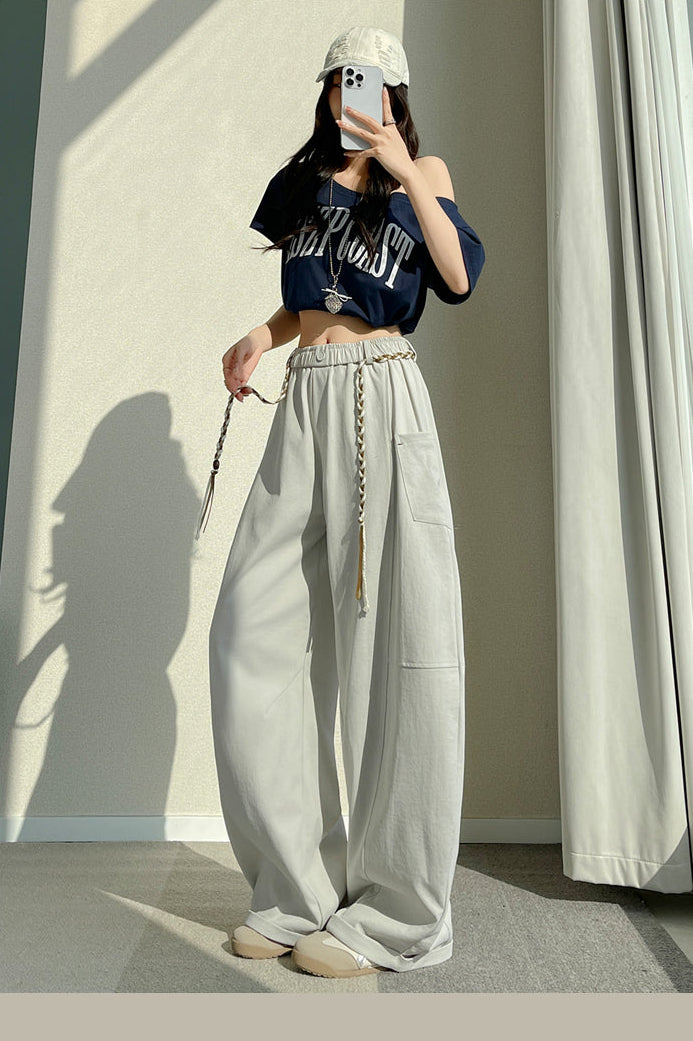 Sculptural Cotton Curved-Leg Trousers