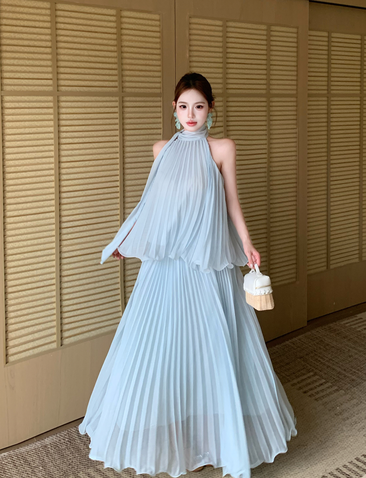 Iris Pleated Halter Two-Piece Set