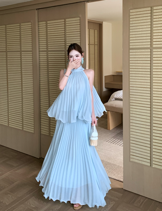 Iris Pleated Halter Two-Piece Set