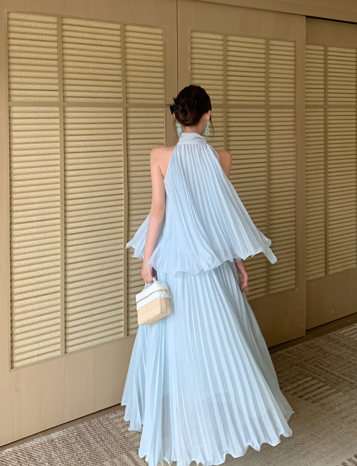 Iris Pleated Halter Two-Piece Set