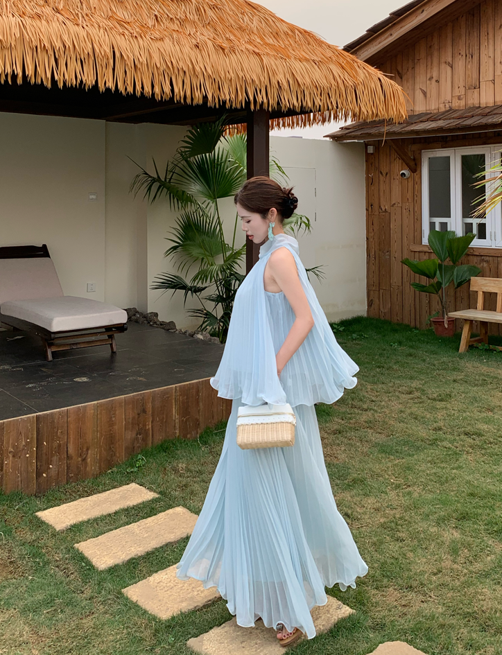 Iris Pleated Halter Two-Piece Set
