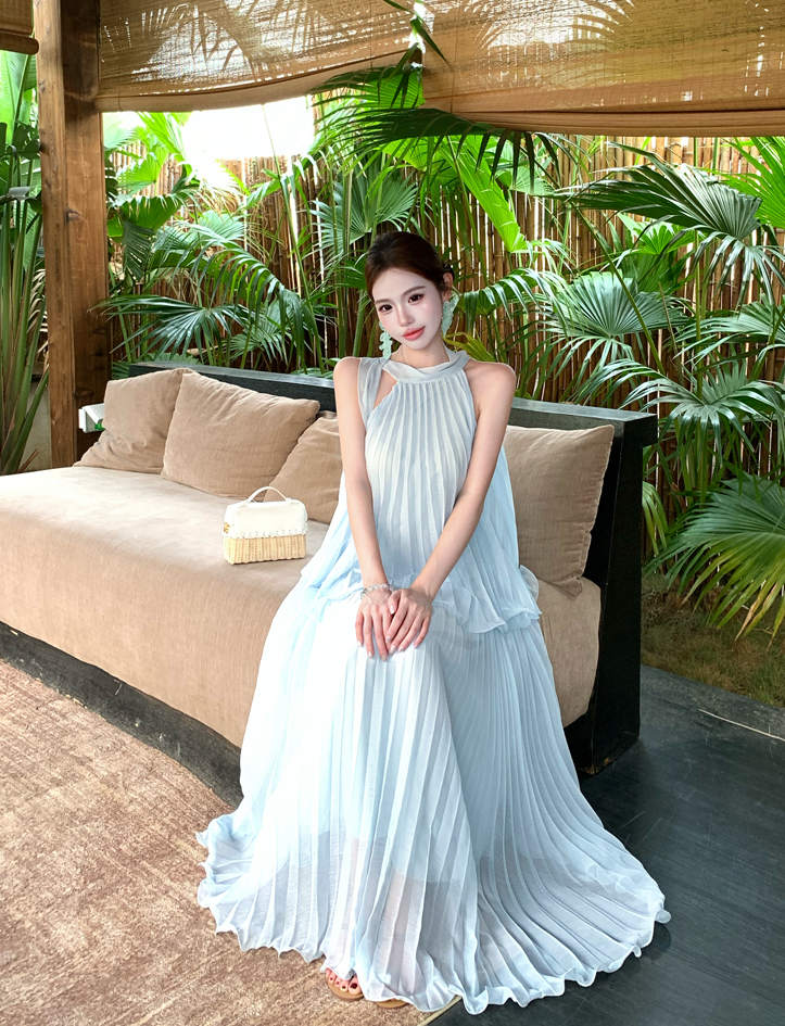 Iris Pleated Halter Two-Piece Set