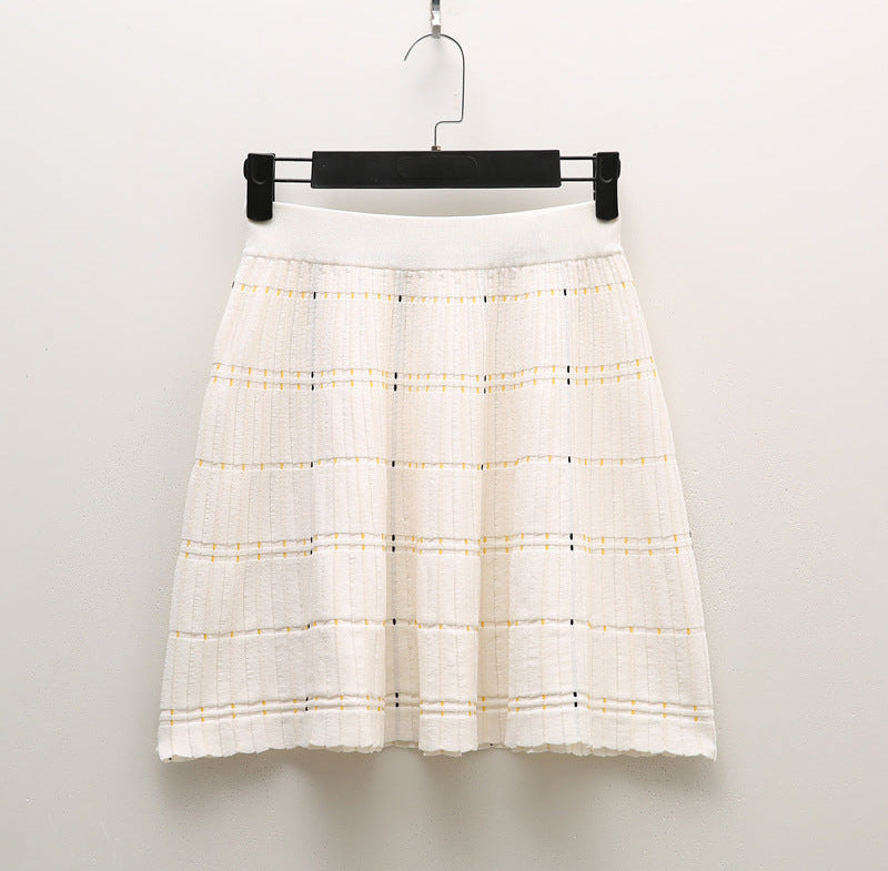 Ice Silk Summer Co-ord -Preppy Plaid Knit Short Sleeve Suit Set