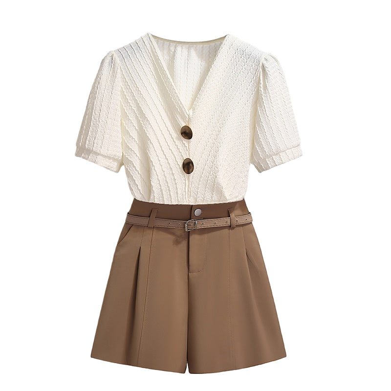 Ivory Horizon Belted Two-Piece Set