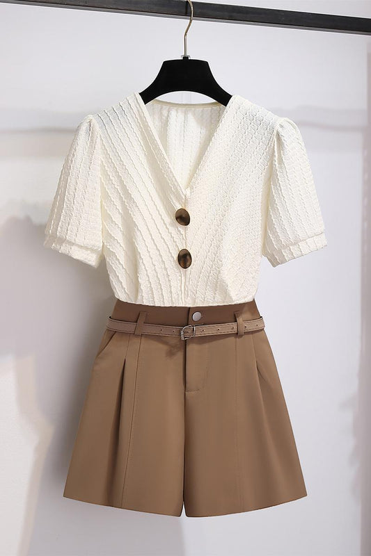 Ivory Horizon Belted Two-Piece Set