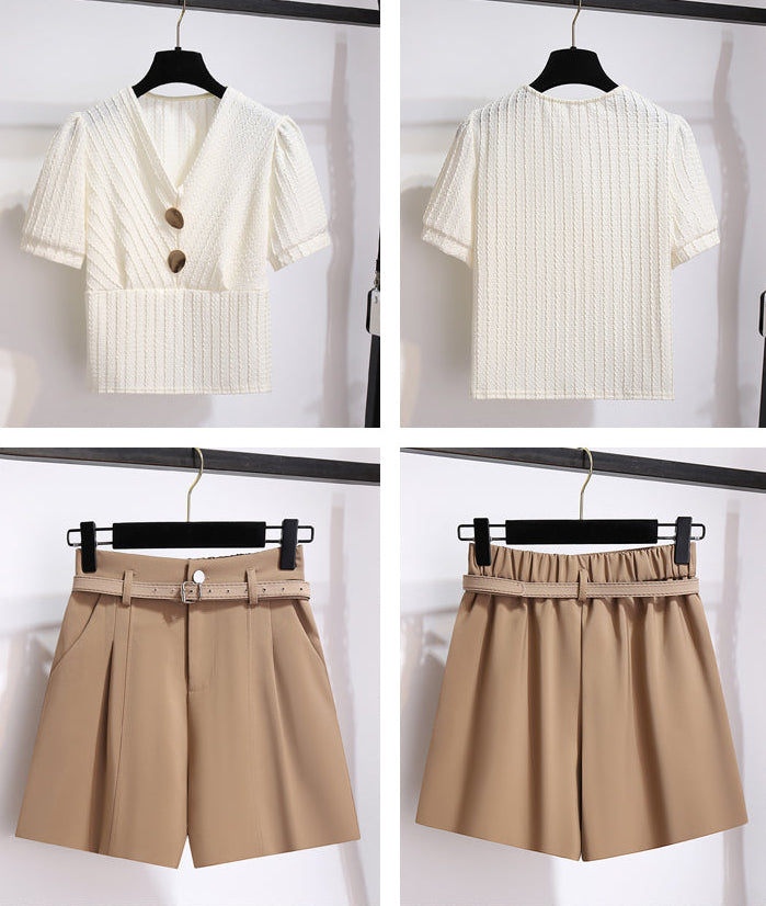 Ivory Horizon Belted Two-Piece Set