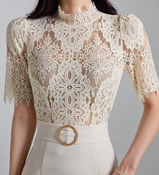 White Lace-Bodice Midi Dress
