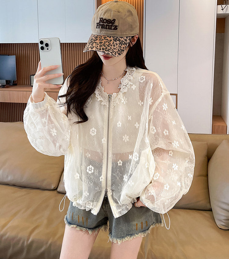 Lace Jacquard Openwork Breathable Short Jacket