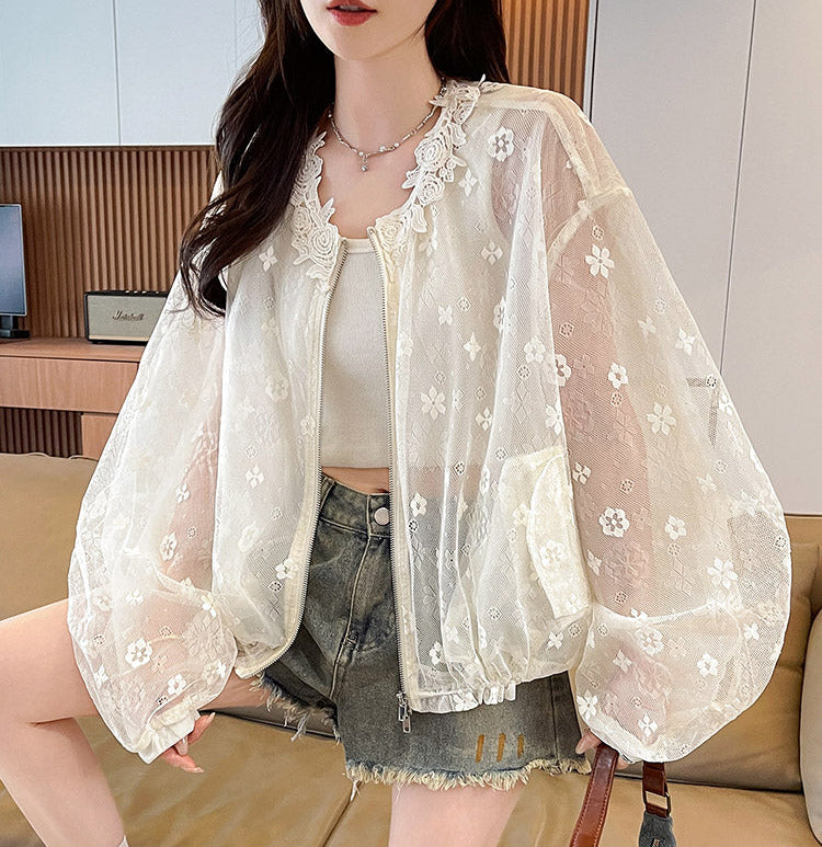Lace Jacquard Openwork Breathable Short Jacket